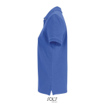 Damen-Polo Baumwolle, kurzarm, 3 Knöpfe farbe köngisblau seitliche Ansicht