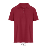 Damen-Polo Baumwolle, kurzarm, 3 Knöpfe farbe dunkelrot