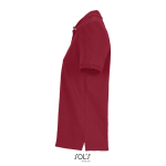 Damen-Polo Baumwolle, kurzarm, 3 Knöpfe farbe dunkelrot seitliche Ansicht