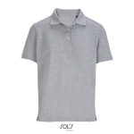 Damen-Polo Baumwolle, kurzarm, 3 Knöpfe farbe hellgrau