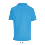 Damen-Polo Baumwolle, kurzarm, 3 Knöpfe farbe cyan-blau Rückansicht