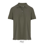 Damen-Polo Baumwolle, kurzarm, 3 Knöpfe farbe militärgrün