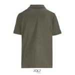 Damen-Polo Baumwolle, kurzarm, 3 Knöpfe farbe militärgrün Rückansicht