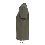 Damen-Polo Baumwolle, kurzarm, 3 Knöpfe farbe militärgrün seitliche Ansicht