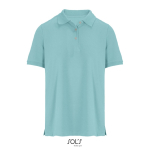 Damen-Polo Baumwolle, kurzarm, 3 Knöpfe farbe hellblau