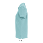 Damen-Polo Baumwolle, kurzarm, 3 Knöpfe farbe hellblau seitliche Ansicht