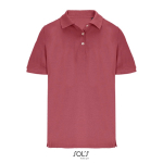 Damen-Polo Baumwolle, kurzarm, 3 Knöpfe farbe korallenrot