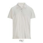 Damen-Polo Baumwolle, kurzarm, 3 Knöpfe farbe gebrochen weiß