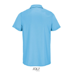 Sport-Polo Recycling-Polyester, kurzarm, 3 Knöpfe farbe cyan-blau Rückansicht