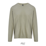 Langarm-T-Shirt Baumwolle, Rundhals farbe khaki neunte Ansicht
