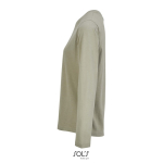 Langarm-T-Shirt Baumwolle, Rundhals farbe khaki seitliche Ansicht