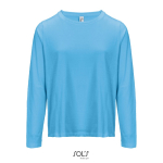 Langarm-T-Shirt Baumwolle, Rundhals farbe cyan-blau