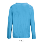 Langarm-T-Shirt Baumwolle, Rundhals farbe cyan-blau Rückansicht
