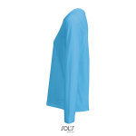 Langarm-T-Shirt Baumwolle, Rundhals farbe cyan-blau seitliche Ansicht