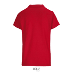 Damen-Polo 100% Baumwolle, Kragen mit 3 Knöpfen farbe rot Rückansicht