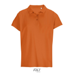 Damen-Polo 100% Baumwolle, Kragen mit 3 Knöpfen farbe orange
