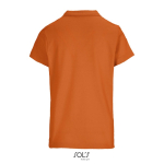 Damen-Polo 100% Baumwolle, Kragen mit 3 Knöpfen farbe orange Rückansicht