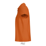 Damen-Polo 100% Baumwolle, Kragen mit 3 Knöpfen farbe orange seitliche Ansicht