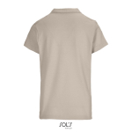Damen-Polo 100% Baumwolle, Kragen mit 3 Knöpfen farbe beige Rückansicht
