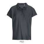 Damen-Polo 100% Baumwolle, Kragen mit 3 Knöpfen farbe dunkelgrau