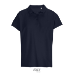 Damen-Polo 100% Baumwolle, Kragen mit 3 Knöpfen farbe marineblau