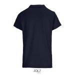 Damen-Polo 100% Baumwolle, Kragen mit 3 Knöpfen farbe marineblau Rückansicht