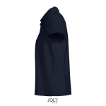 Damen-Polo 100% Baumwolle, Kragen mit 3 Knöpfen farbe marineblau seitliche Ansicht