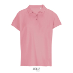 Damen-Polo 100% Baumwolle, Kragen mit 3 Knöpfen farbe hellrosa