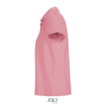 Damen-Polo 100% Baumwolle, Kragen mit 3 Knöpfen farbe hellrosa seitliche Ansicht