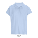 Damen-Polo 100% Baumwolle, Kragen mit 3 Knöpfen farbe pastellblau