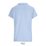 Damen-Polo 100% Baumwolle, Kragen mit 3 Knöpfen farbe pastellblau Rückansicht