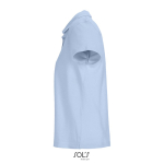 Damen-Polo 100% Baumwolle, Kragen mit 3 Knöpfen farbe pastellblau seitliche Ansicht
