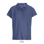 Damen-Polo 100% Baumwolle, Kragen mit 3 Knöpfen farbe jeansblau