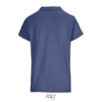 Damen-Polo 100% Baumwolle, Kragen mit 3 Knöpfen farbe jeansblau Rückansicht