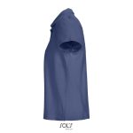 Damen-Polo 100% Baumwolle, Kragen mit 3 Knöpfen farbe jeansblau seitliche Ansicht
