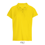 Damen-Polo 100% Baumwolle, Kragen mit 3 Knöpfen farbe gold