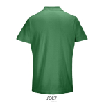 Unisex-Polo 100% Baumwolle, Kragen mit 2 Knöpfen farbe grün Rückansicht