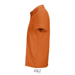 Unisex-Polo 100% Baumwolle, Kragen mit 2 Knöpfen farbe orange seitliche Ansicht