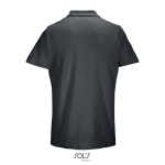 Unisex-Polo 100% Baumwolle, Kragen mit 2 Knöpfen farbe dunkelgrau Rückansicht