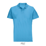 Unisex-Polo 100% Baumwolle, Kragen mit 2 Knöpfen farbe cyan-blau