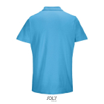 Unisex-Polo 100% Baumwolle, Kragen mit 2 Knöpfen farbe cyan-blau Rückansicht