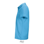 Unisex-Polo 100% Baumwolle, Kragen mit 2 Knöpfen farbe cyan-blau seitliche Ansicht