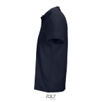 Unisex-Polo 100% Baumwolle, Kragen mit 2 Knöpfen farbe marineblau seitliche Ansicht
