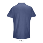 Unisex-Polo 100% Baumwolle, Kragen mit 2 Knöpfen farbe jeansblau Rückansicht
