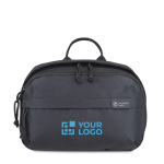 Kulturbeutel aus RPET mit Tragegriff und großem Stauraum farbe schwarz Ansicht mit Druckbereich