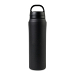 Wasserflasche aus recyceltem Edelstahl mit Doppeldeckel, 470 ml farbe schwarz