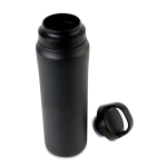 Wasserflasche aus recyceltem Edelstahl mit Doppeldeckel, 470 ml farbe schwarz zweite Ansicht