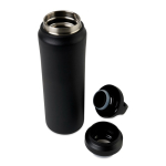 Wasserflasche aus recyceltem Edelstahl mit Doppeldeckel, 470 ml farbe schwarz dritte Ansicht