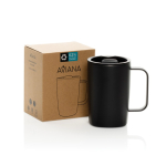 Thermotasse aus recyceltem Edelstahl für Kaffee oder Tee, 450 ml farbe schwarz Ansicht mit Box