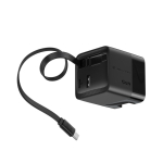 GaN-Schnellladegerät 65 W, umweltfreundlich mit 80 cm Kabel farbe schwarz dritte Ansicht